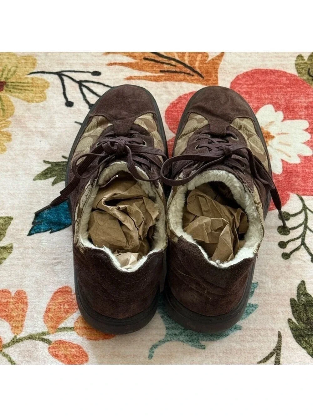 Coach Edwin Sherpa Lined Sneakers Brown Tan Logo Men's Size 8
